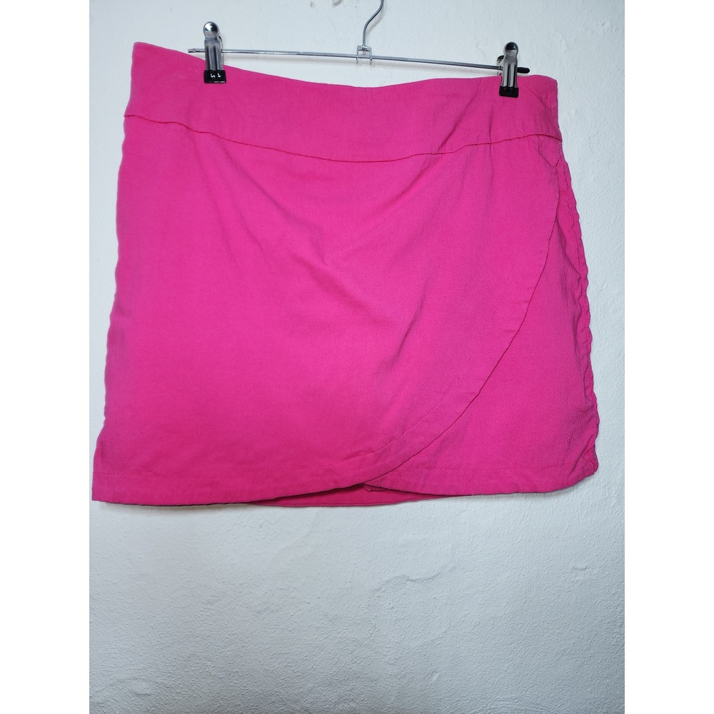 Zac & Rachel Skort Women 14 Pink Faux Wrap Stretch Mini‎ Skirt Shorts
